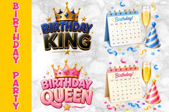 Birthday King & Queen Clipart: Celebrate in Style