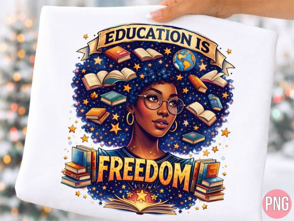 Education is Freedom Galaxy Lady PNG: Elevating Creative Projects with High-Quality Digital Design