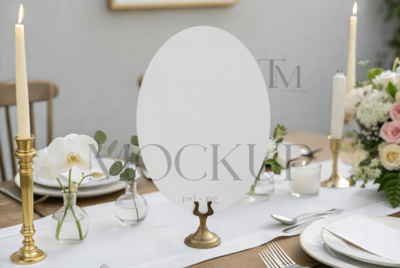 Elevate Your Wedding Branding with an Oval 5x7 Wedding Table Sign Mockup