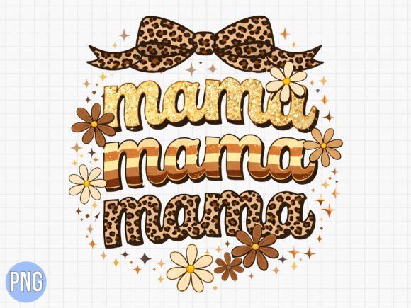 Floral Mama Leopard Bow PNG