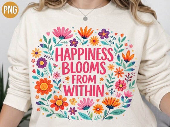 Happiness Blooms from Within Positive: A Practical Guide to Using This Digital Design