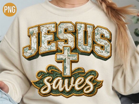 Jesus Saves Cross Floral Art PNG T-shirt Design