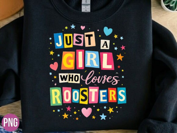 Just a Girl Who Loves Roosters PNG Shirt Design