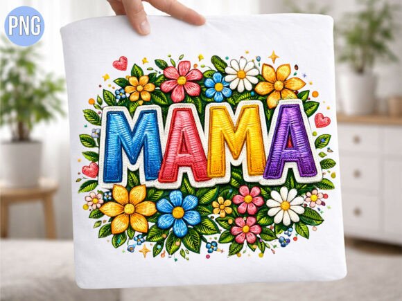 Mama Colorful Floral Embroidery PNG: Elevating Your Creative Projects with High-Quality Digital Design