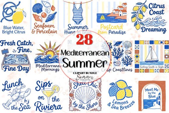 Mediterranean Summer Citrus Coast Bundle: Elevating Digital Design with Coastal Charm