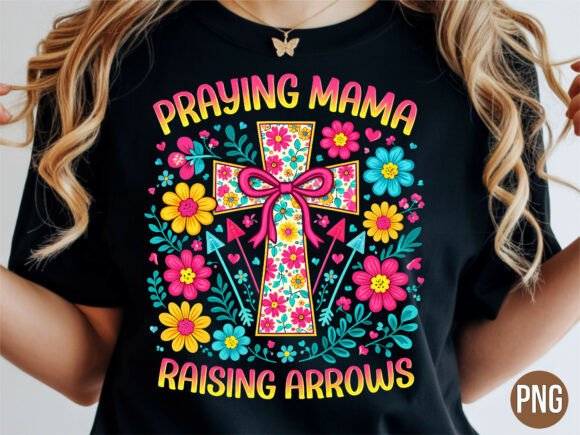 Praying Mama Raising Arrows Cross PNG