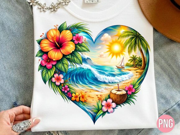 Tropical Beach Heart Sunset Ocean PNG Guide